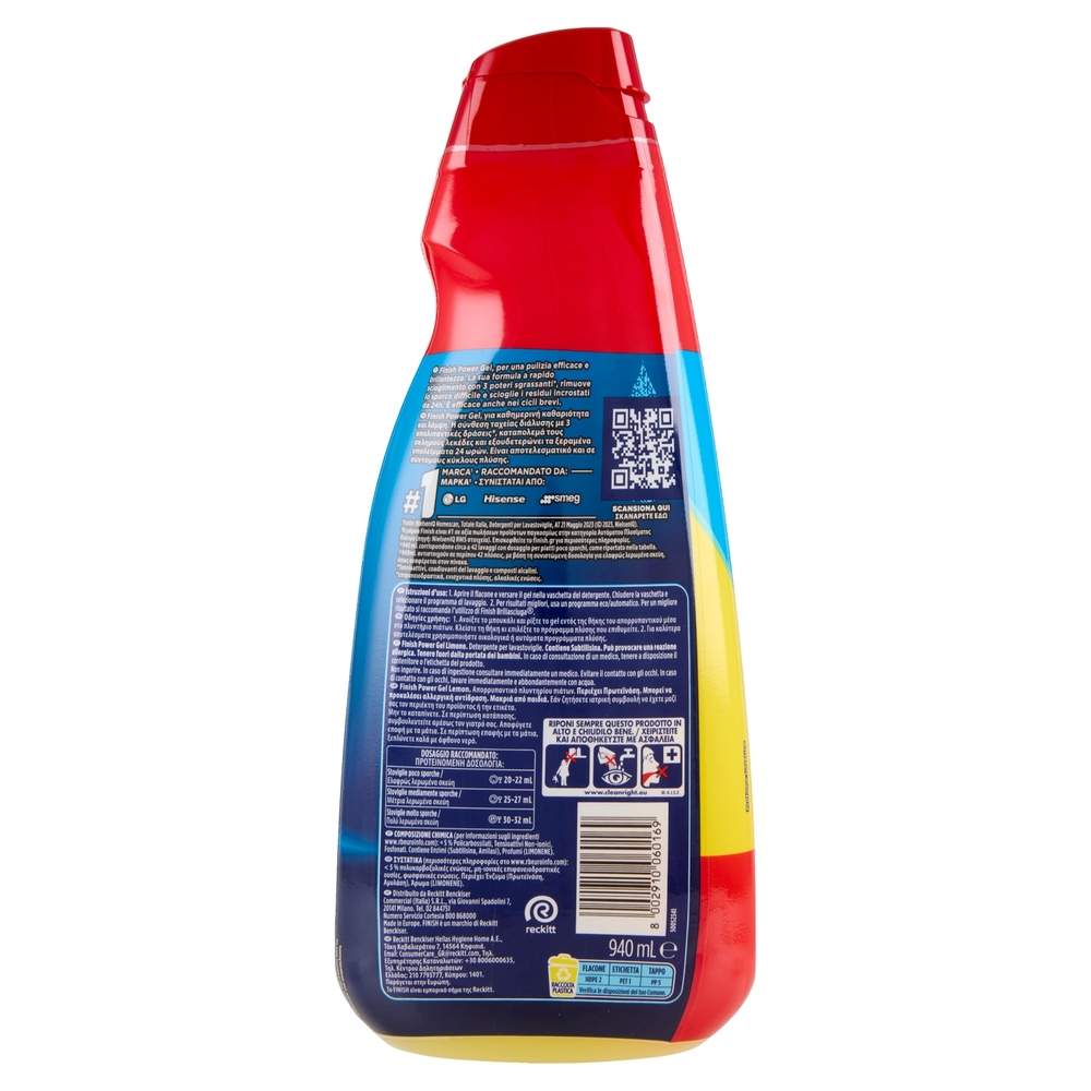 Finish Power Gel Lemon liquido lavastoviglie 42 lavaggi 940 ml